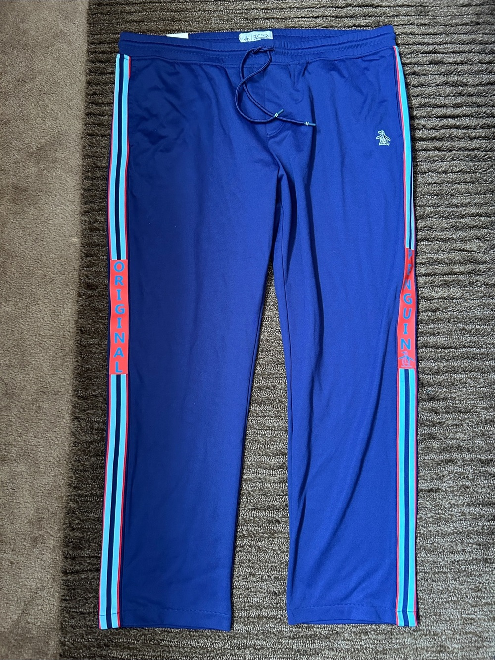 Original Penguin Men's Royal Blue Jogger Sweatpants with Striped Trim